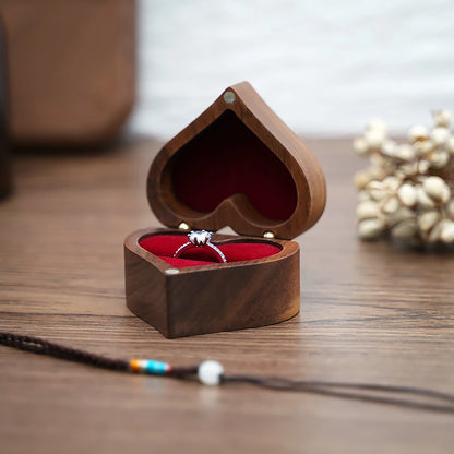 Heart-Shaped Wooden Jewelry Box - Wedding & Proposal Gift Case