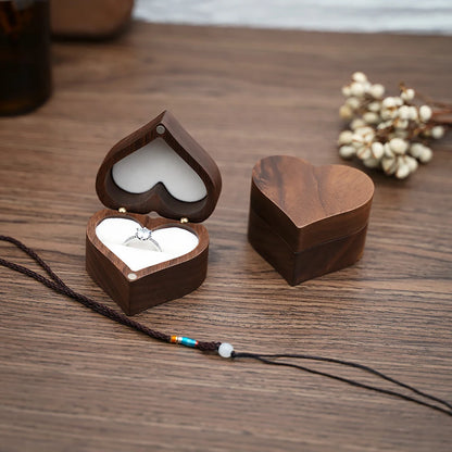 Heart-Shaped Wooden Jewelry Box - Wedding & Proposal Gift Case